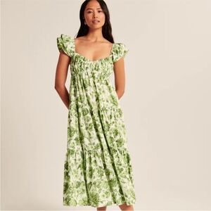 Abercrombie & Fitch Green Floral Midi Dress
